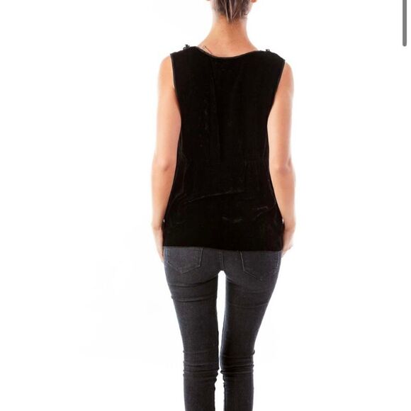 J Crew Black Velvet Ruffle Sleeveless Smocked Top Y2K - Picture 5 of 12